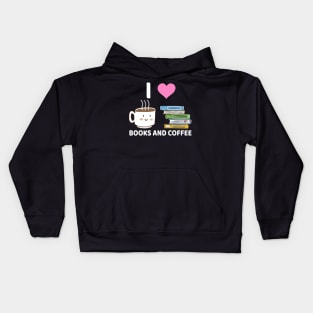 I Love Books And Coffee Kids Hoodie